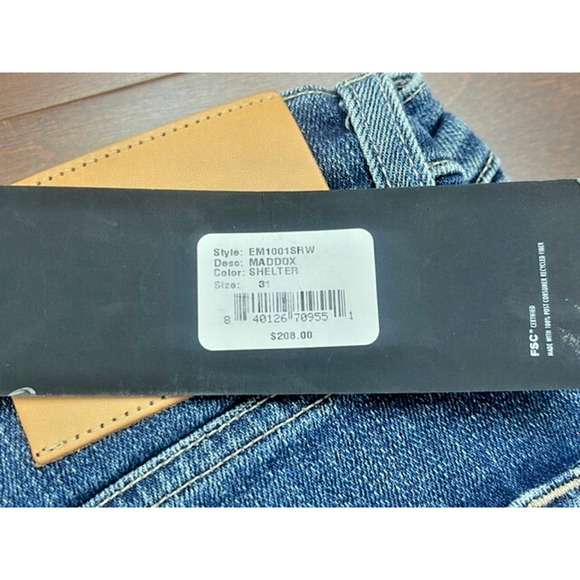 EDWIN Jeans 31 x 33 Maddox Slim Fit Straight Leg Shelter Blue Denim Stretch $208 - Picture 3 of 9